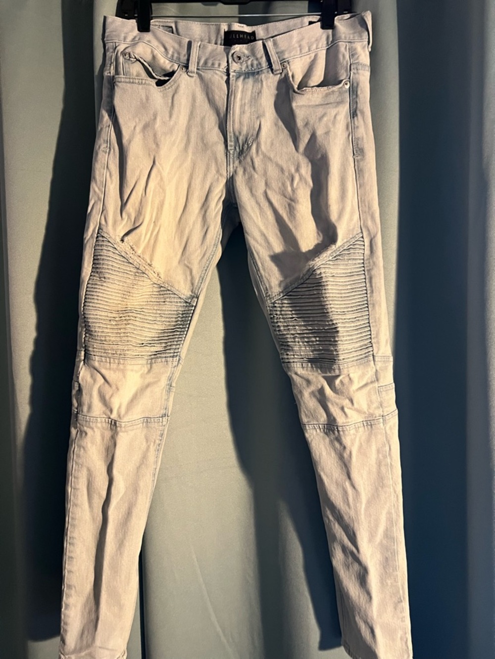Bullhead Men's Light Blue Skinny Moto Destructed Jeans 30x30